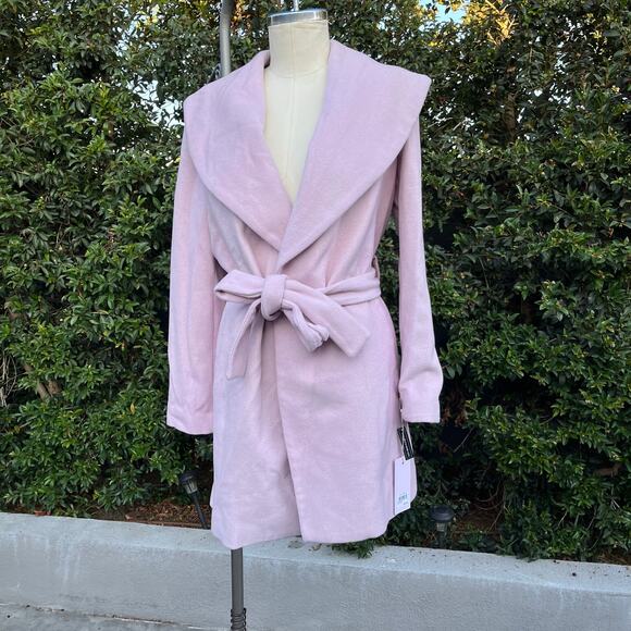 New With Tags Rachel Parcell Pink Wool Belted Peacoat Women’s Small - Picture 2 of 8
